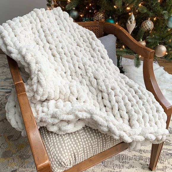 Handmade super soft and cozy oversized chenille throw blanket